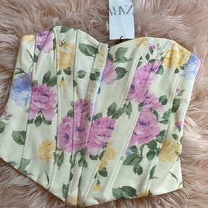 Zara Floral Corset Top Size Medium